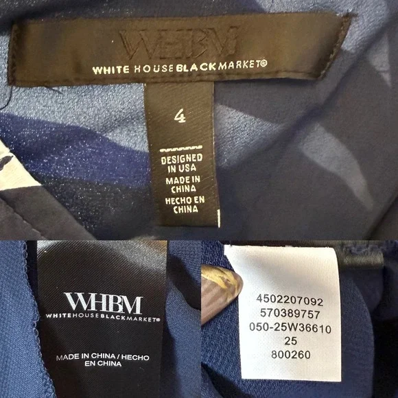 White House Black Market Satin Halter Maxi Dress in Bay Palms Ecru / Blue size 4 - Picture 7 of 7